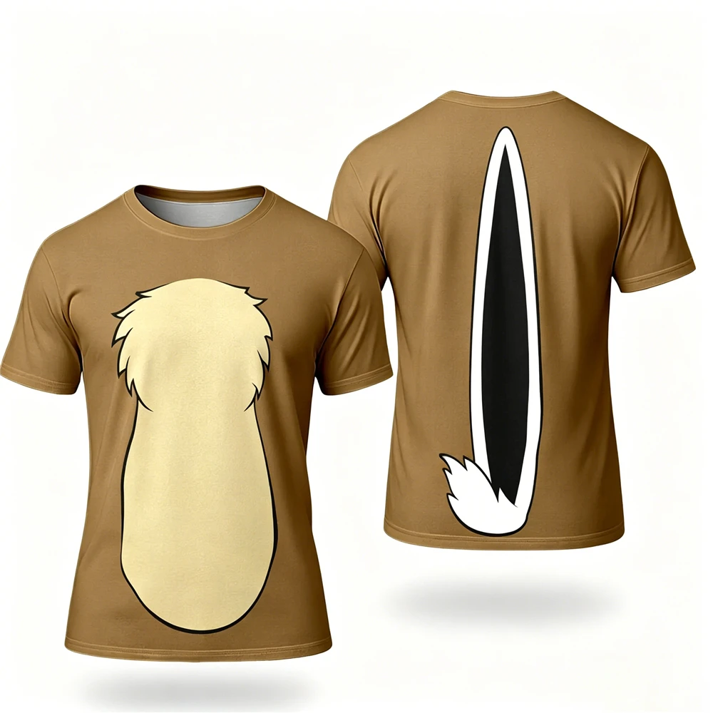Halloween Cute Squirrel Funny Cosplay Costume Kids Cartoon 3D Print Short-Sleeve T-Shirt For Summer Parties & Daily Wear Tees