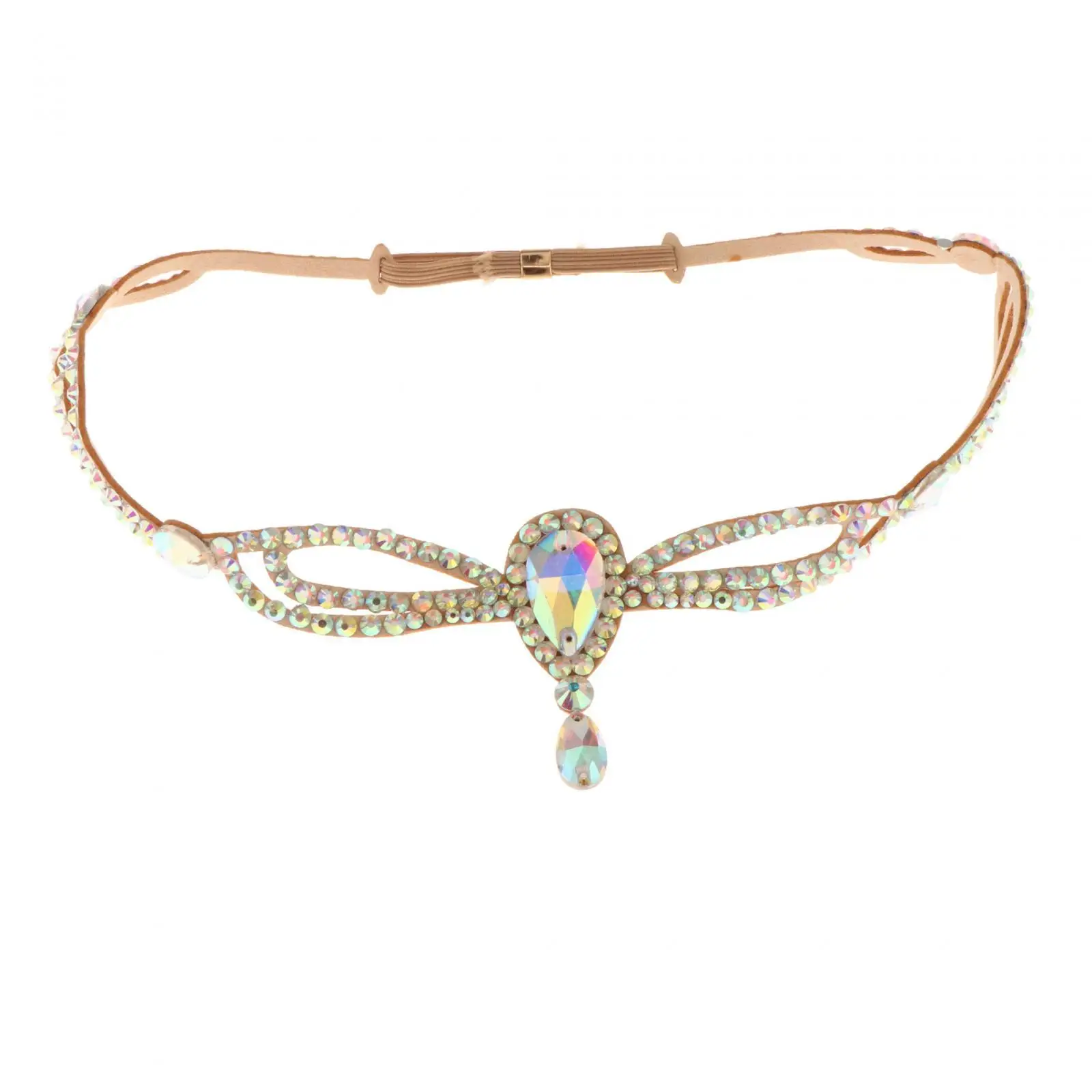 Skórzane ozdoby na głowę do tańca brzucha, wielokolorowe łańcuszki na głowę z kryształkami do tańca arabskiego, na festiwal, wesele.