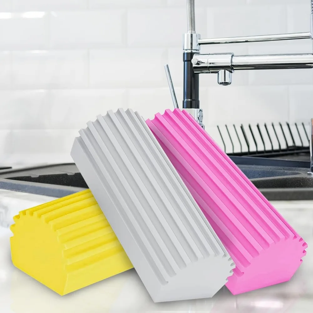 Reusable Sponges for Powder ,Damp Clean Duster Sponge for Cleaning Blinds Glass Mirror  6 PCS of Gray, Yellow, Pink