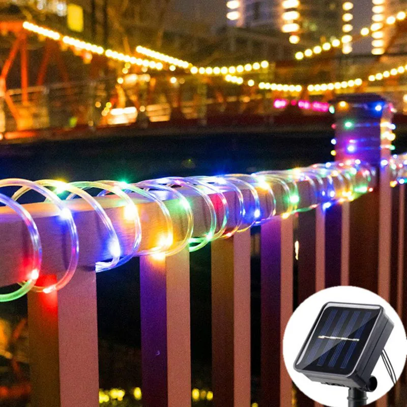 

Outdoor Solar LED String Light Tube Rope String Lights with 8 Modes Home Wedding Birthday Easter Garden Ramadan 2025 Decoration