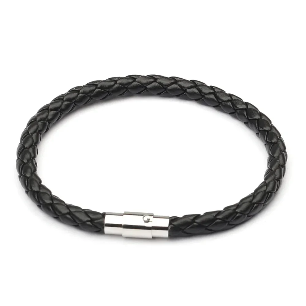 High Quality Rope Leather Bracelet Men Women Stainless Steel Magnetic Clasp Summer Style Male Bracelets Bangles Jewelry SL019