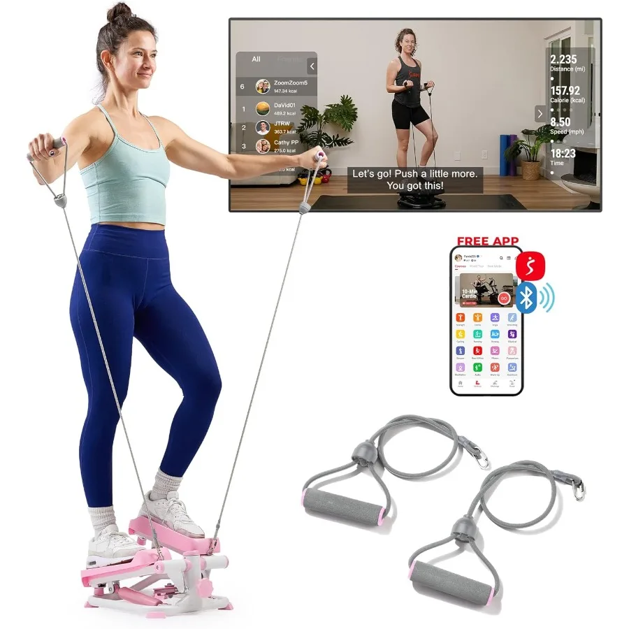 Mini Stepper for Exercise at Home, Stair Step Workout Machine with Resistance Band and Over 300lb Weight Capacity
