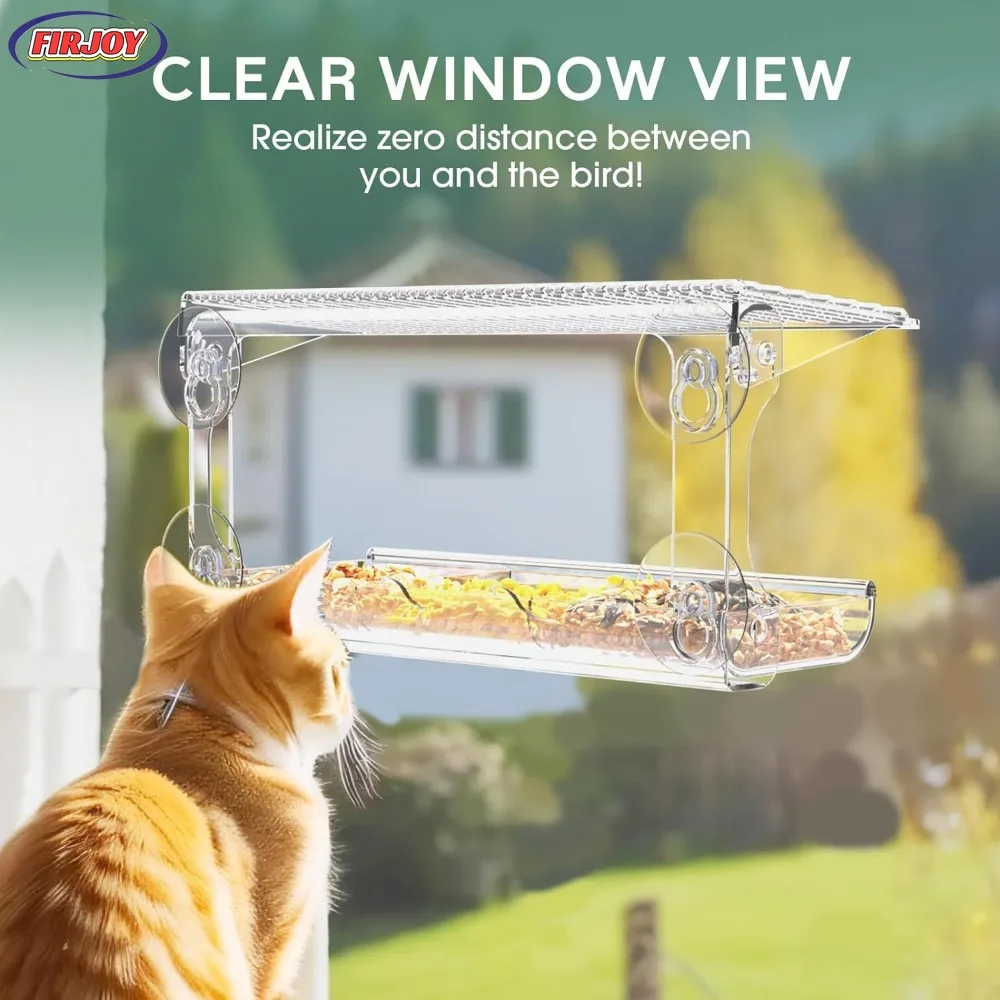 Clear Window Bird Feeder - 1pc Outdoor Transparent Bird Feeding Box with Strong Suction Cups, Window Birdhouse for Garden and Pa