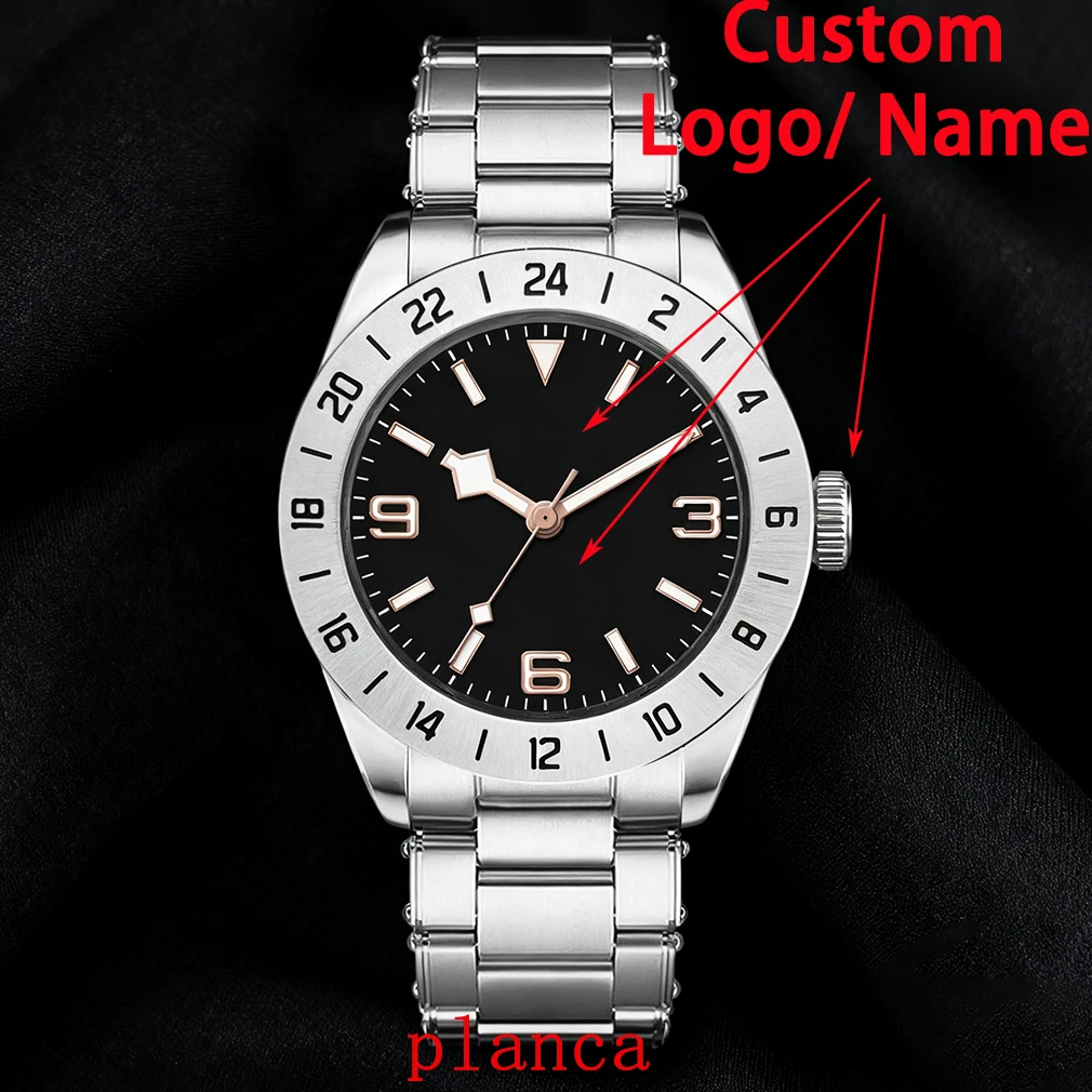 Часы NH35 диаметром 39 мм, серебряные часы из нержавеющей стали с фиксированным безелем и сапфировым стеклом для часов/спеestandardowego логотипа