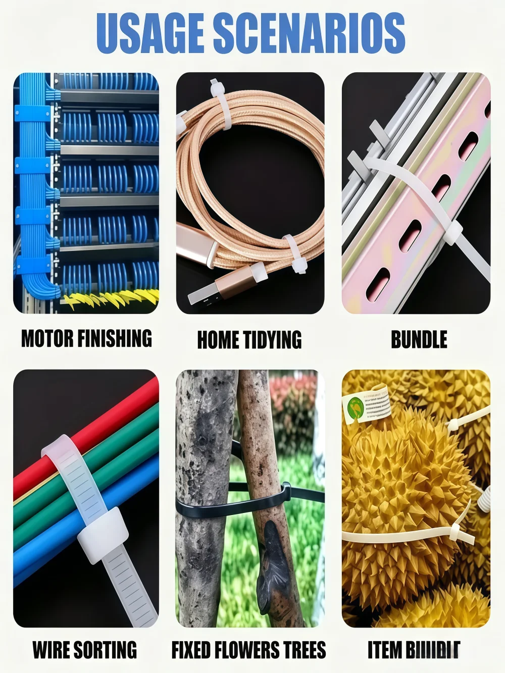 Hochbelastbare, extra lange Nylon-Kabelbinder – selbstsichernd, große Ausführung (50-90 cm), langlebiger Kunststoff-Kabelorganisator, geeignet