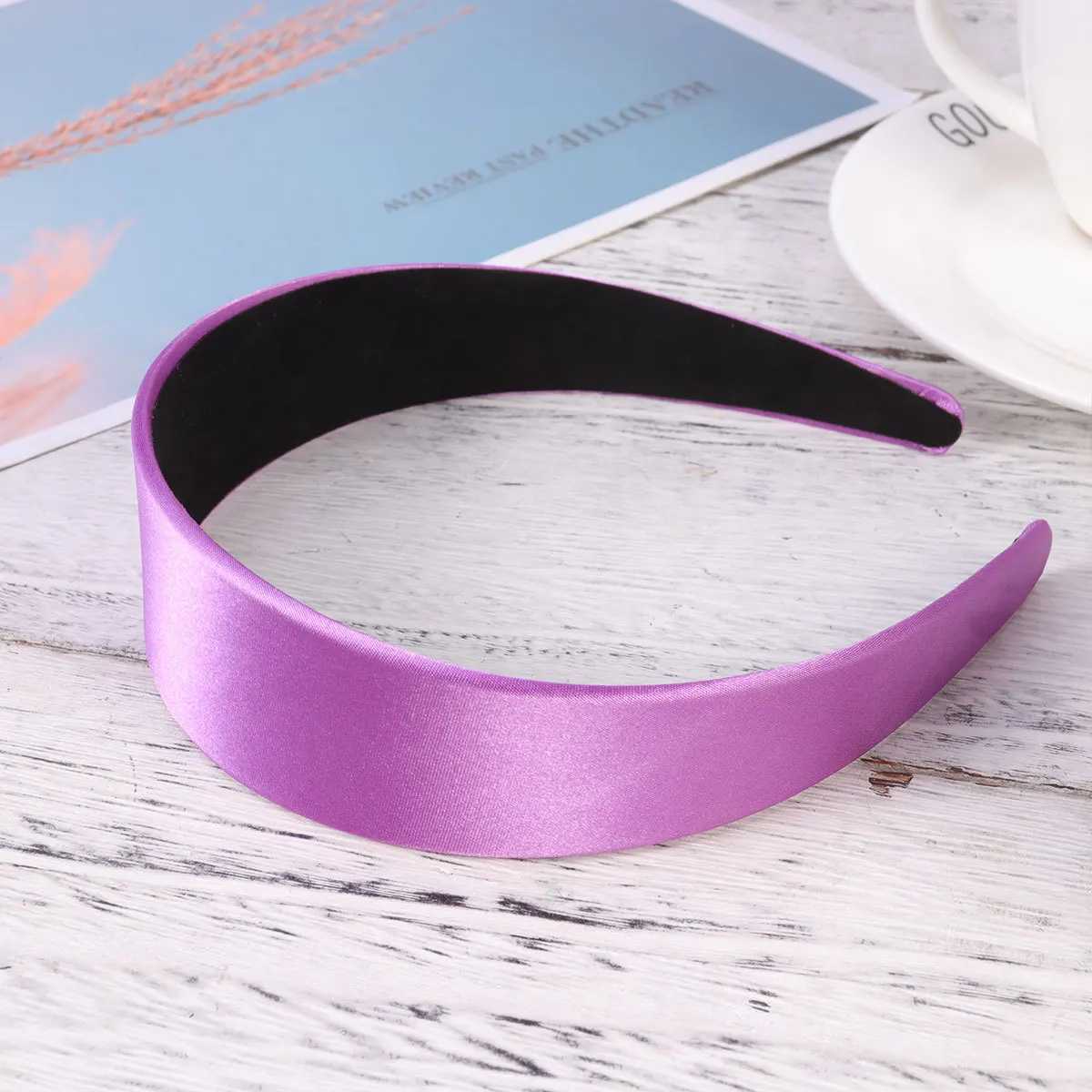 

2pcs Wide Edge Satin Headband Solid Color Elegant Hair Band For Women Girls Party Christmas Birthday Cosplay Accessory Hair