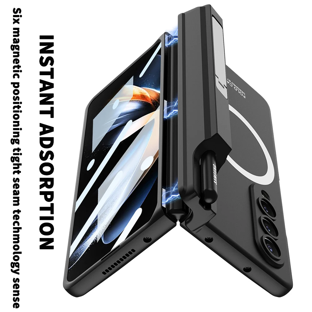 Etui do Samsung Galaxy Z Fold 6 7 4 Magsafe Bezprzewodowe Ładowanie Magnetyczne Zawias Uchwyt na Rysik Podstawka z Folią Ochronną do Z Fold5 Fold3 — zdjęcie produktu 5