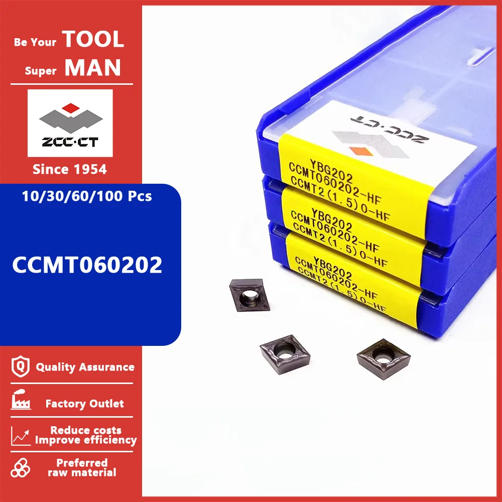 ZCC CCMT060202-EF CCMT060202-HF External Turning Tools Carbide insert CCMT 060202 Lathe Cutter Tool Turning Insert