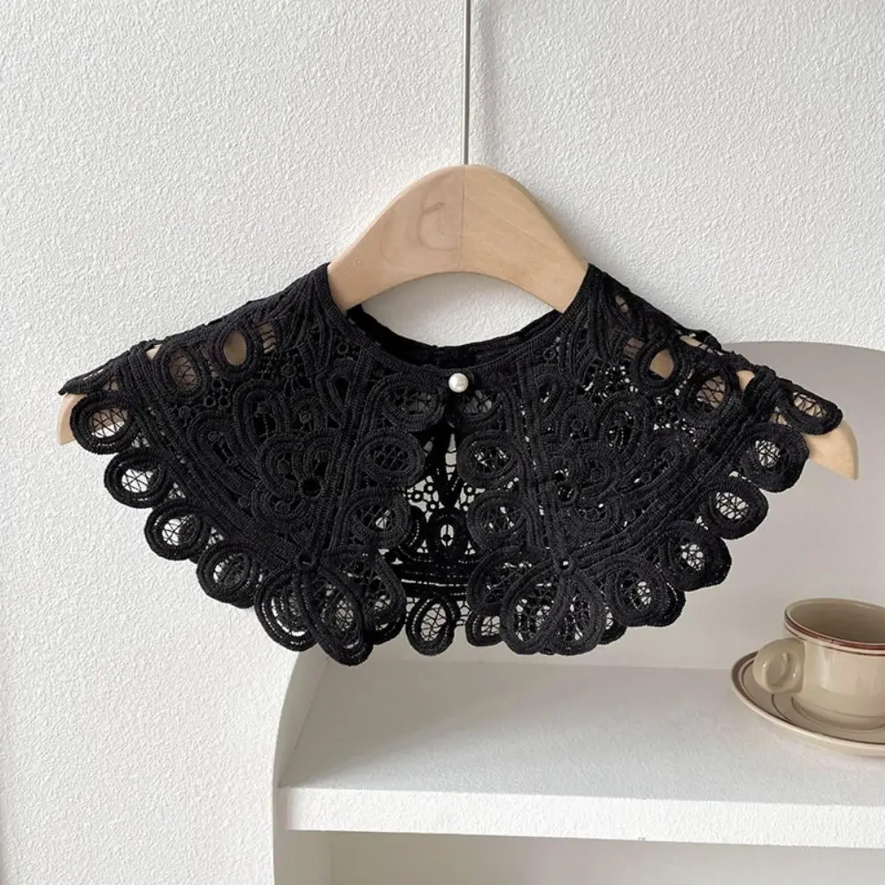 Doll Collar Lace Fake Collar Pearl Dress Decorative Shoulder Decoration Shirt Collar Detachable Round Neck Knitted Shawl