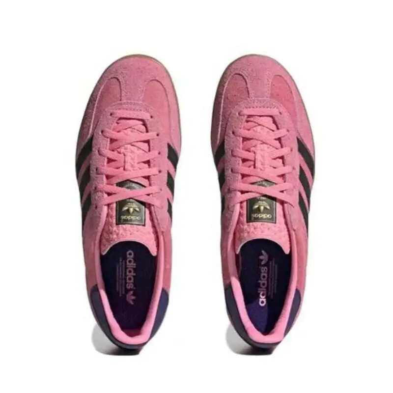 Adidas GAZELLE Suede Leather Anti Slip, Comfortable, Wear-resistant, Casual Low Top Board Shoes for Women, Pink and Black