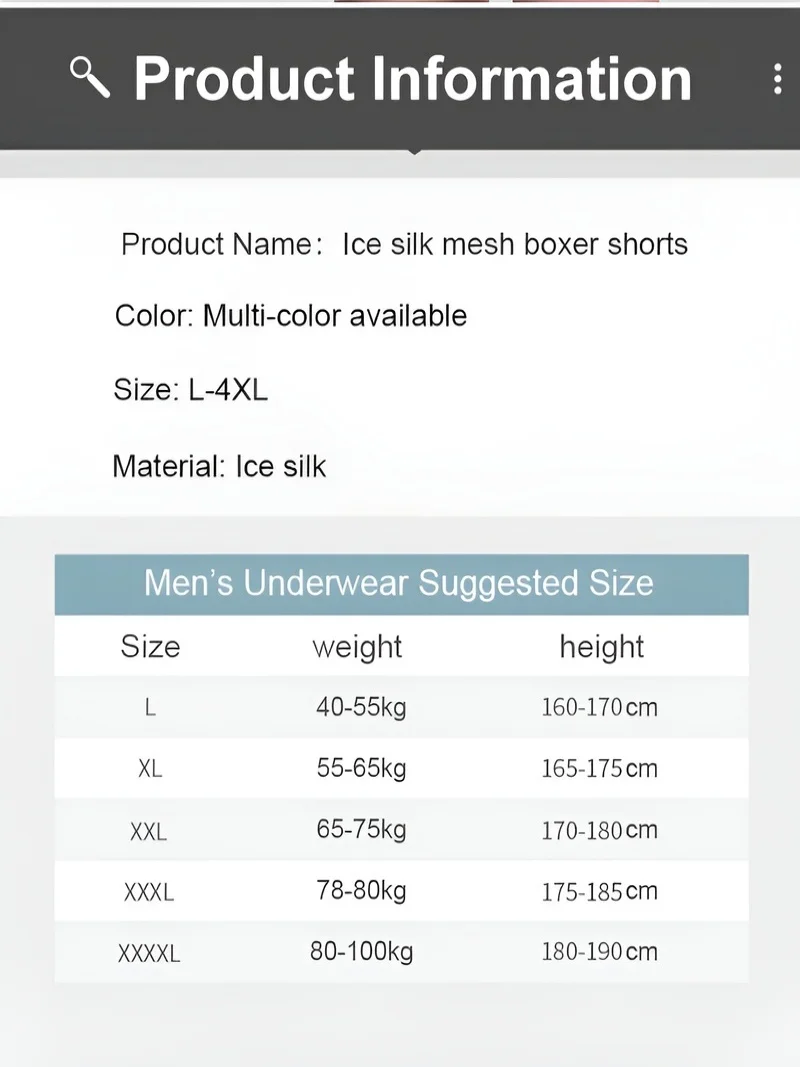 4PCSMen's Ice zijden mesh boxer