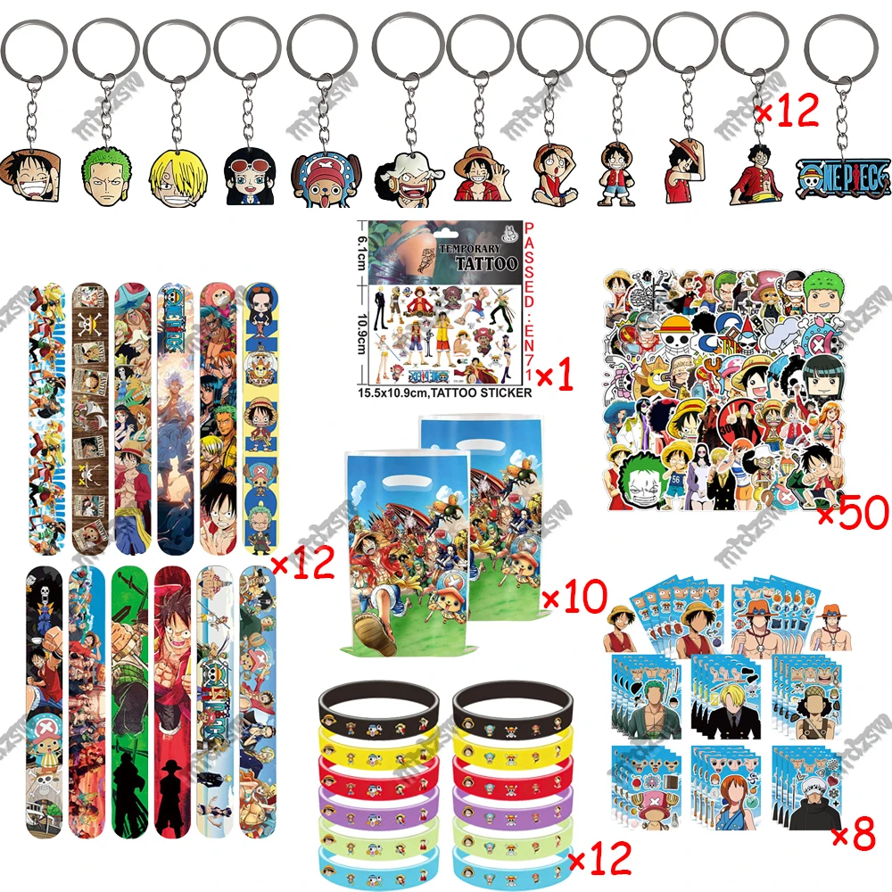 One Piece Themed Birthday Party Decorations Straw Hat Luffy Kids Fave Gifts Balloons Keychains Tattoo Stickers Gift Bags