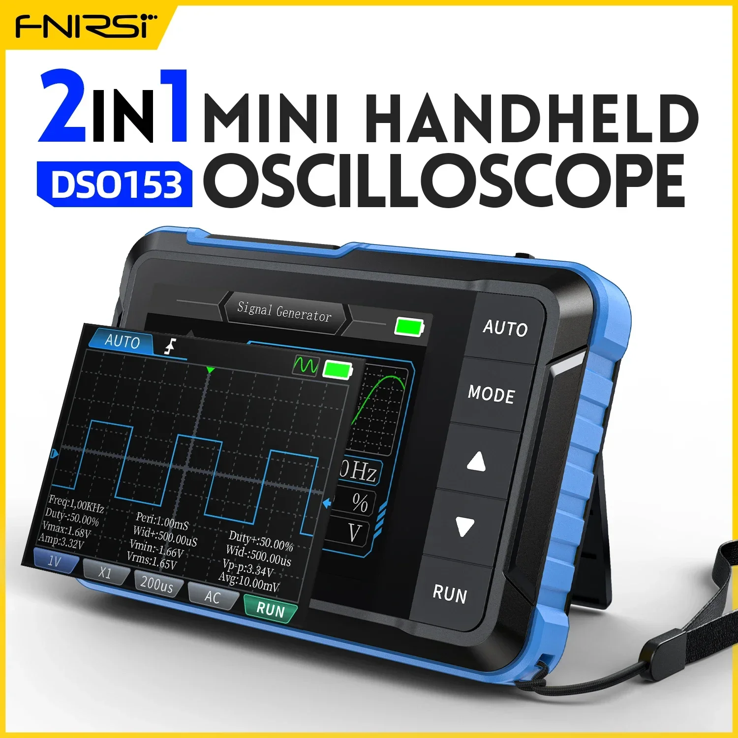 

FNIRSI DSO153 Digital Portable Oscilloscope Signal Generator 2in1 1MHz Bandwidth 5MSa/s Sampling Rate Electronics Repair Tools