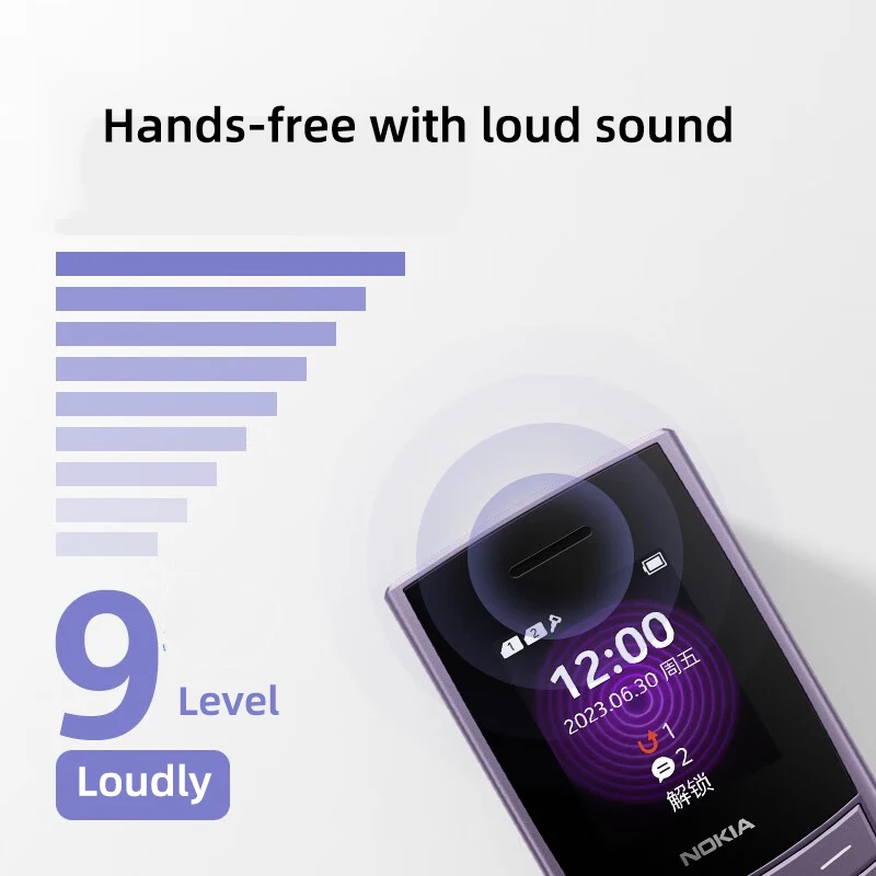 Original Nokia 110 4G 2023 Version Feature Phone 1.8" Dual SIM Bluetooth 5.0 FM Radio 1450mAh Battery Rugged Push-button Phone