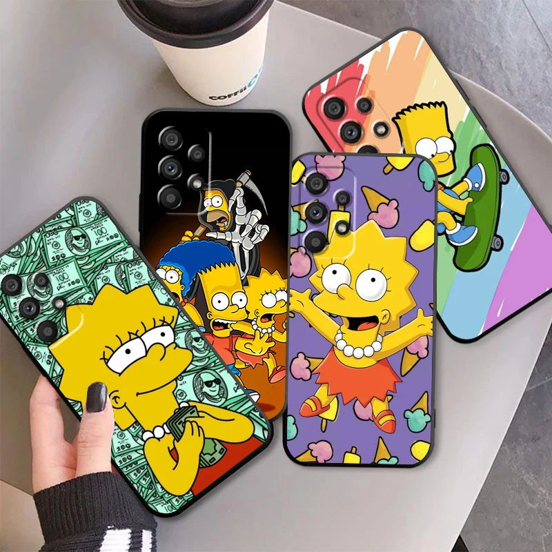 Disney Cute Simpson For Samsung A53 A52 A33 A32 A51 A71 A21S A13 A73 A55 A22 A23 A35 A72 A54 A12 5G Black Back Phone Case