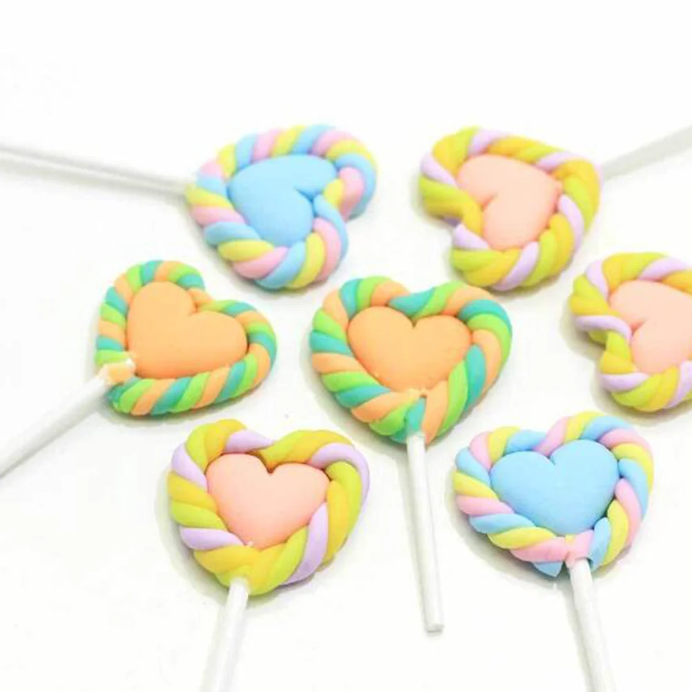 

10Pcs Heart Shape Simulation Lollipop Mixed Color Creative DIY Photo Props Crafts Kids Photography Decoration Lollipop Crafts