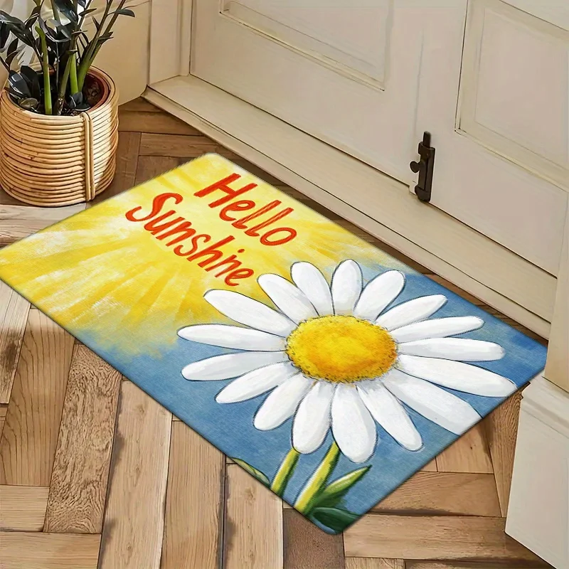 1pc Sunshine & Flowers Kitchen Mat - Non-Slip, Floor Mat with 