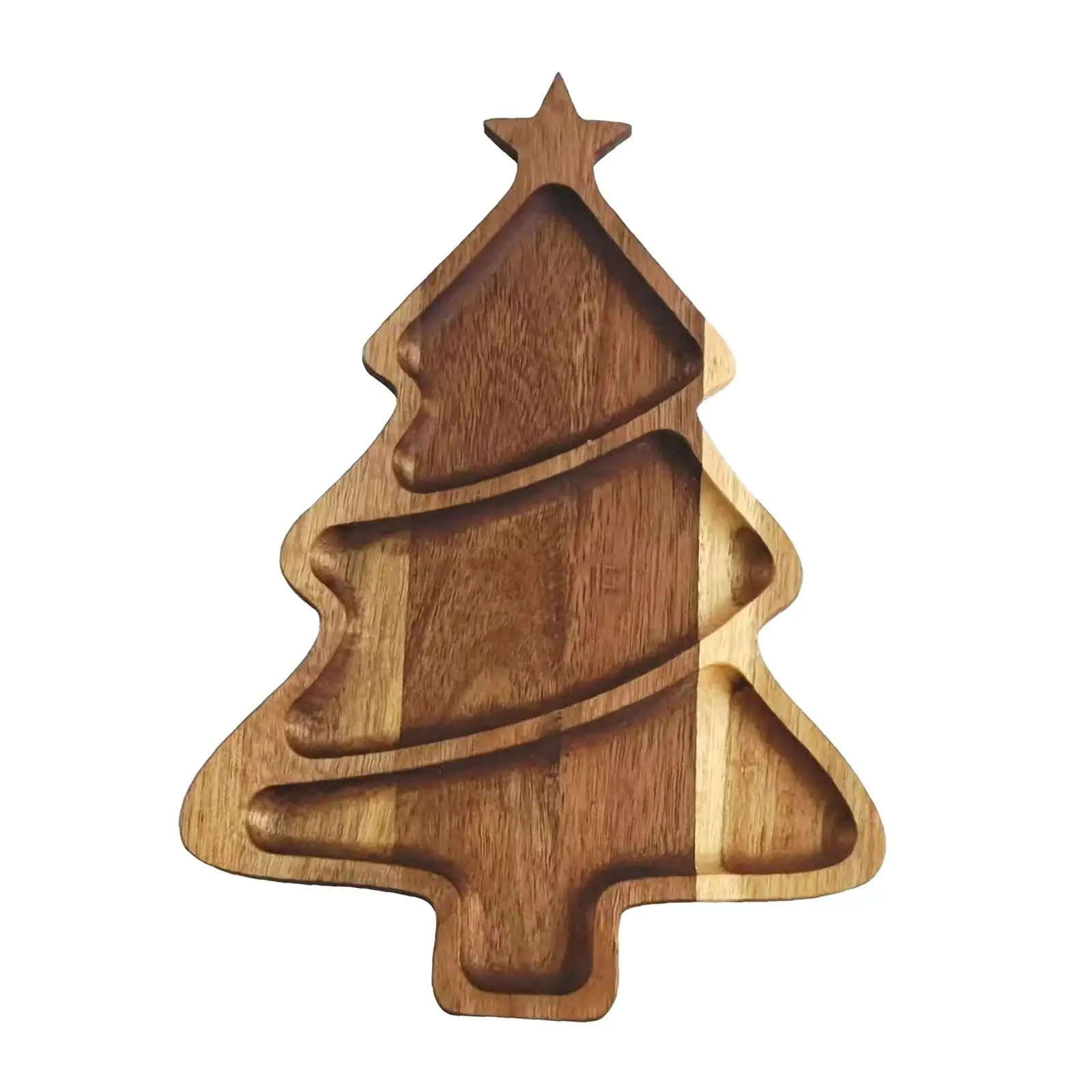 Christmas Tree Shaped Tray Serving Platter Ornament Practical Wood Elegant Snack