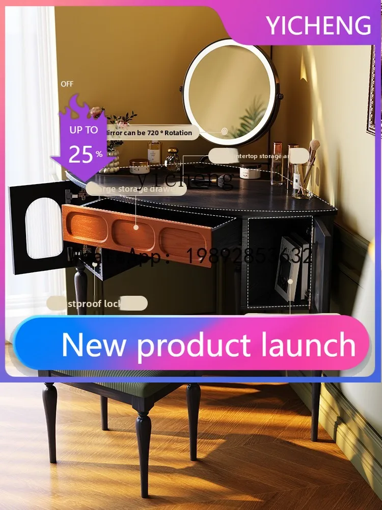 

X6 Solid Wood Dressing Table Small Apartment Storage Cabinet Vintage Style Corner Dressing Table