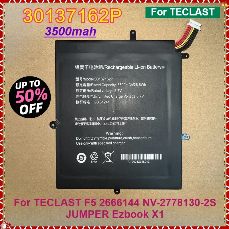 

26.6Wh 3500mAH H-30137162P Laptop Battery For TECLAST F5 2666144 NV-2778130-2S JUMPER Ezbook X1 Notebook Li-Polymer Batteries