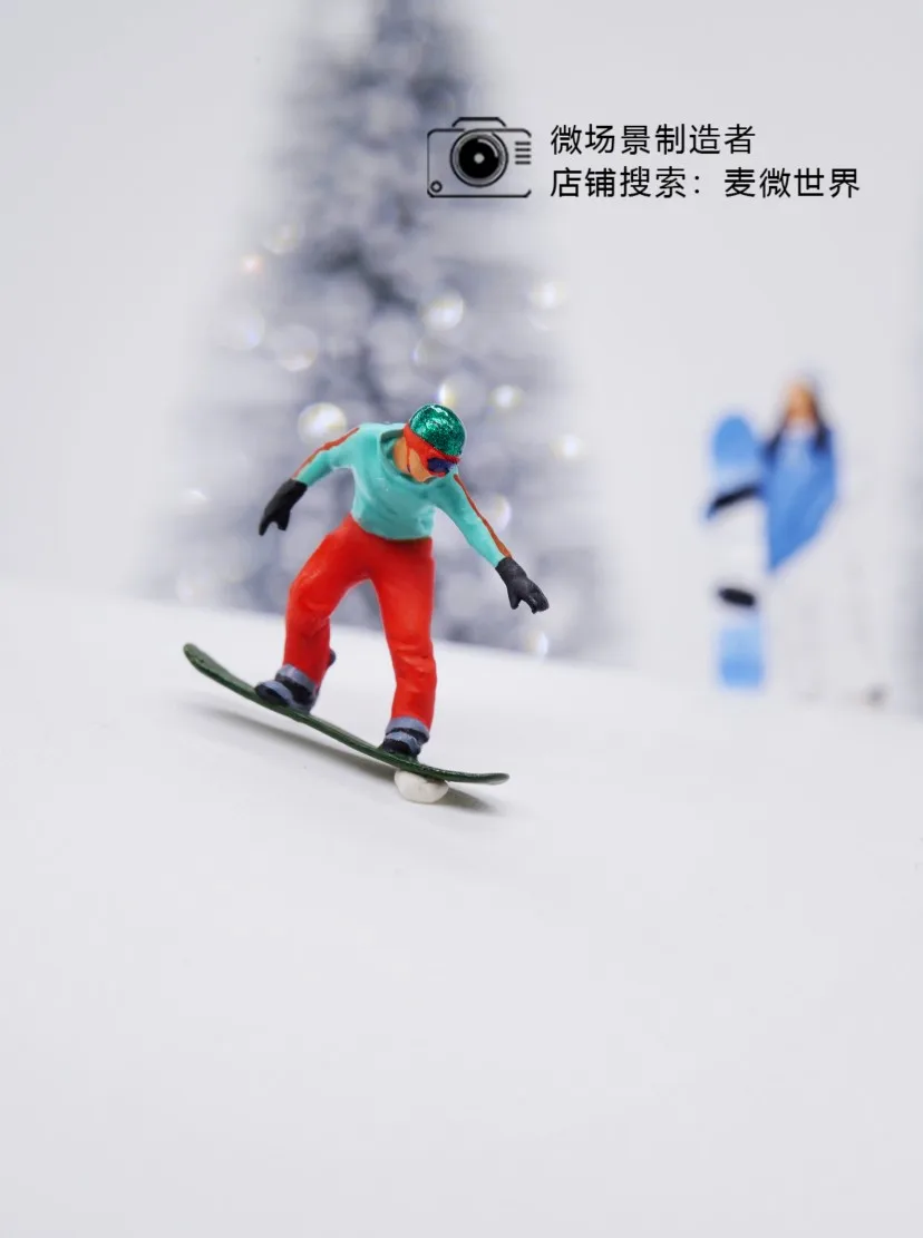 Mini Model figurki 1:87 Micro Lilliputian fotografia rekwizyty snowboardowe podwójne łyżwy narciarskie miniaturowa dekoracja zabawka