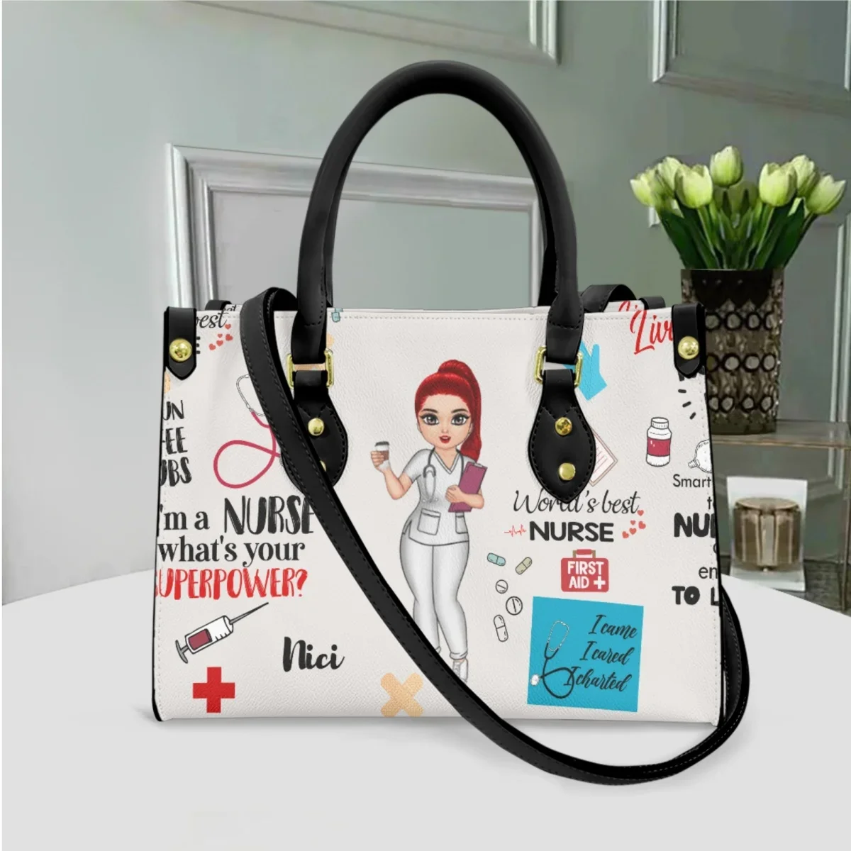 Women Handbags Nursing Leather Bags Cartoon Nurse Luxury Hand Bag for Ladies Crossbody Bags Female Casual Tote Shoulder Bag 2024