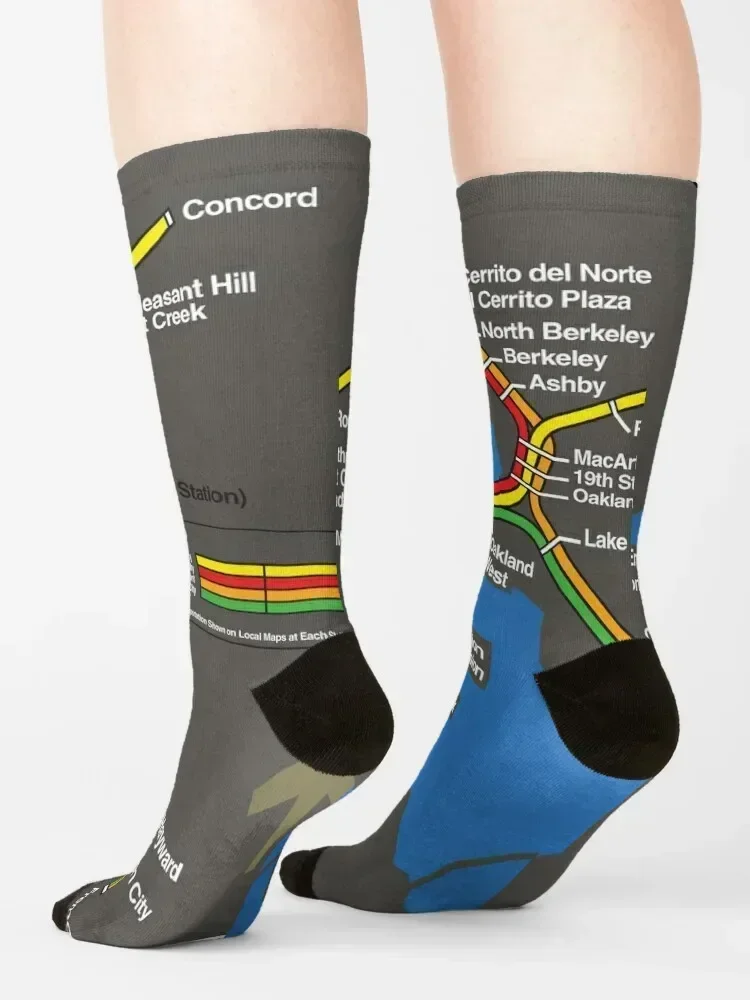 Retro Bay Area Rapid Transit Map Socks custom anime cartoon hiking Ladies Socks Men's