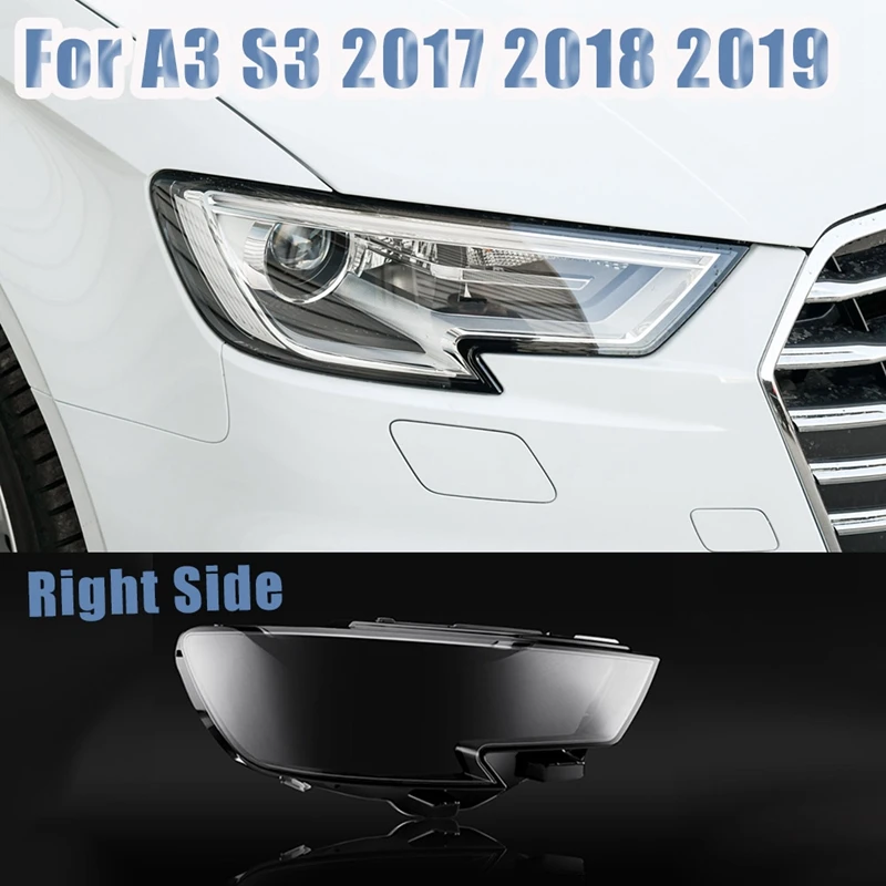 

Side Headlight Lens Cover Durable For A3 S3 2017-2020 Car Head Light Shade Shell Headlight Glass Housings Cap