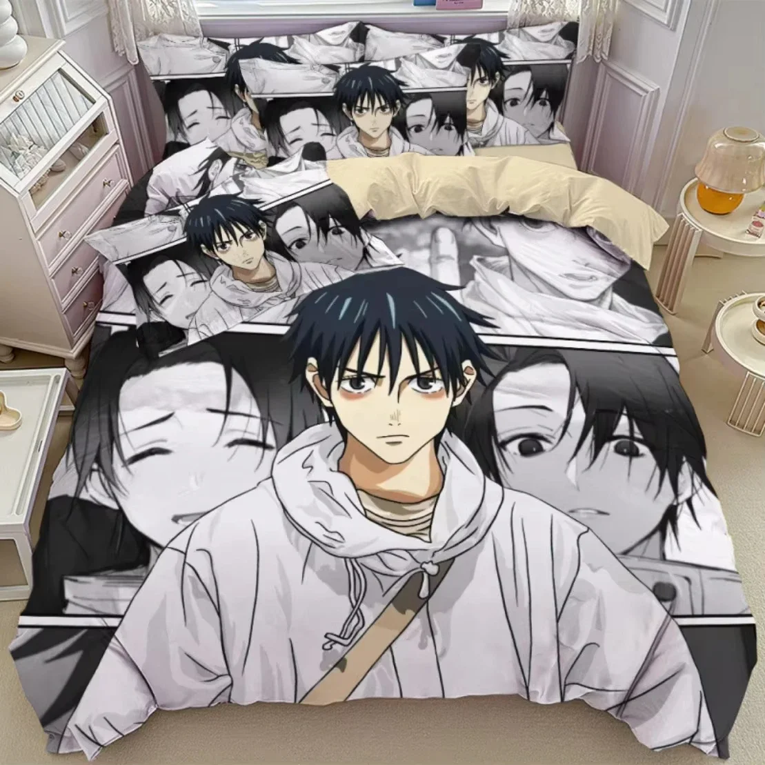 

Новая простыня в стиле аниме Jujutsu Kaisen, комплект постельного белья Single Twin, полный подарок на день рождения, размер, комплект постельного белья для взрослых и детей, пододеяльник для спальни