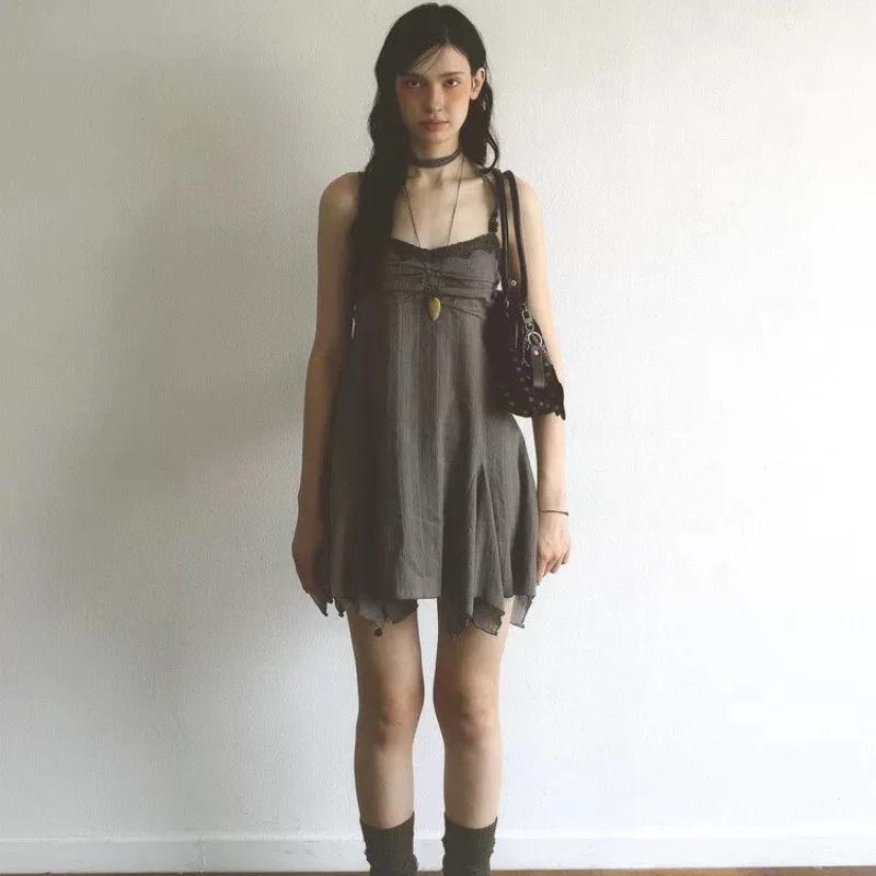 Summer New Korean Style Strap Dress Women's Fashion Ins Wind Other Material 100% Skirt Single Piece Daily Wear China Made