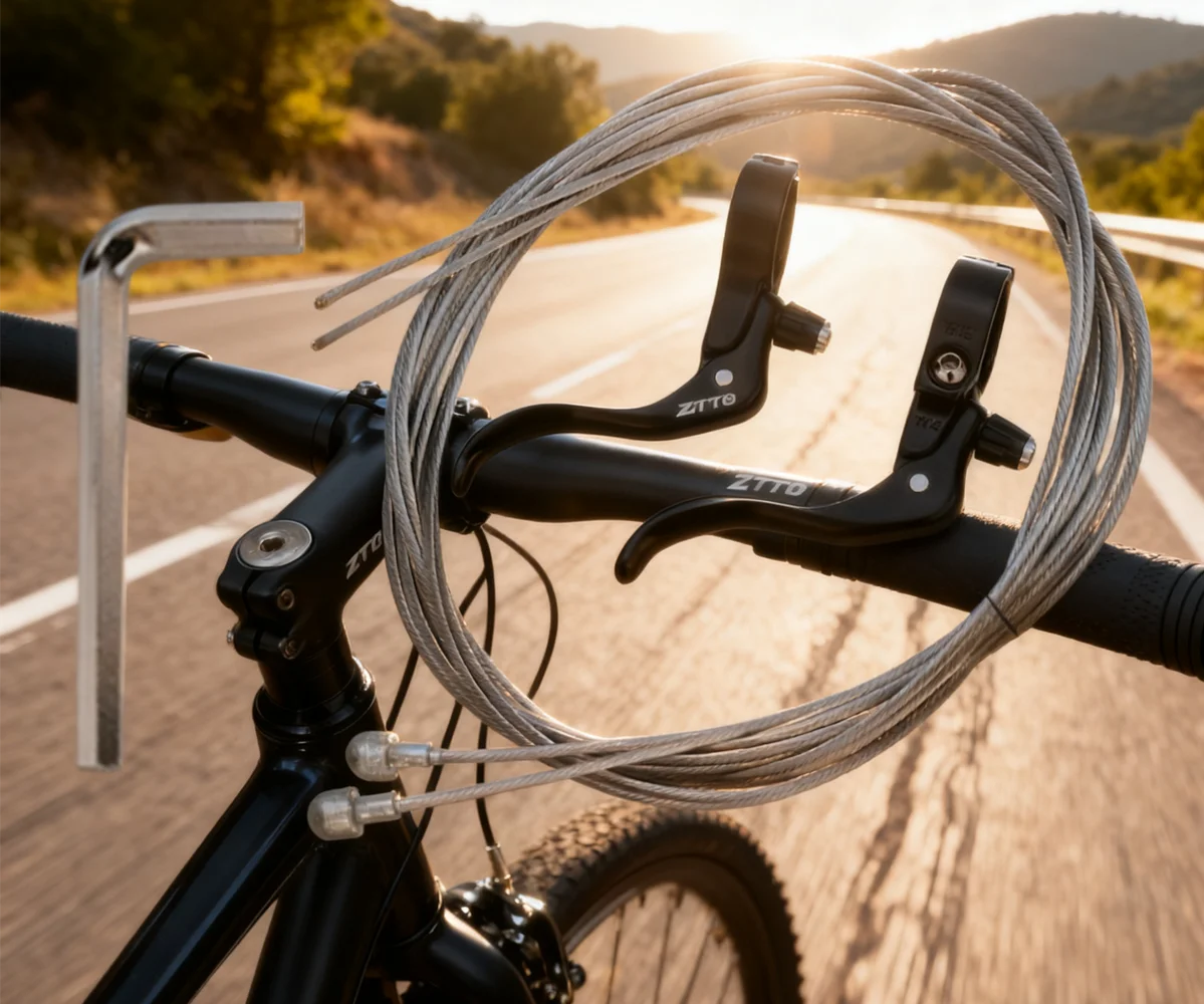 1 زوج عتلات فرامل الدراجة على الطريق مع سلك 22.2 31.8 نائب التروس الثابتة نائب QR رافعة مقبض الفرامل