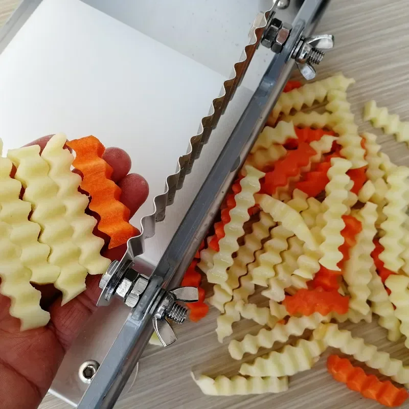 Máquina Cortadora de Patatas 220V con Cuchilla de Borde Ondulado para Cortes de Formas Decorativas, Cuchilla Diente de Lobo, Cuchilla para Patatas, Cortador de Patatas en Tiras Florales
