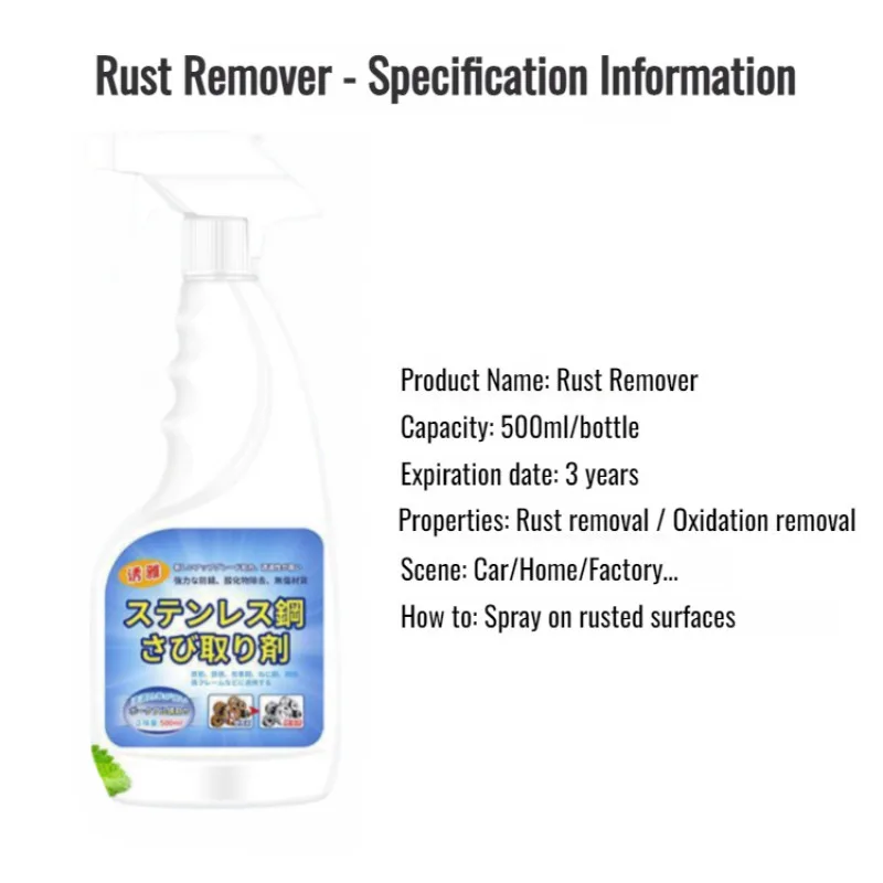 Penghilang karat industri yang kuat Membersihkan dengan cepat pintu dan jendela logam Pembersih anti karat baja baja