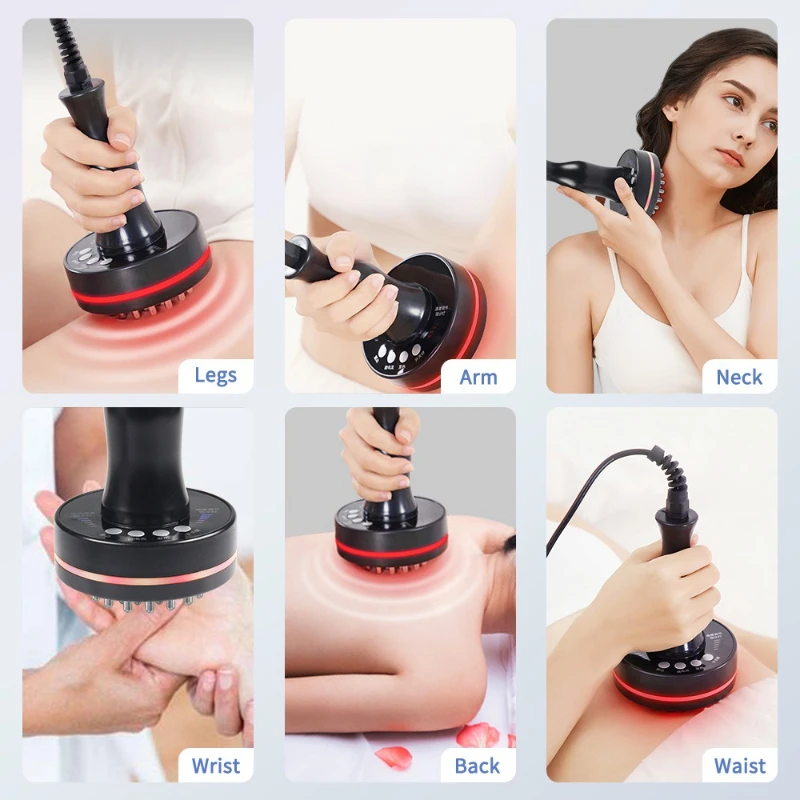 Electric Scraping & Cupping Massager, Microcurrent Gua Sha Device with Red Light Therapy, 5 Heat Levels, 2 Vibration Modes