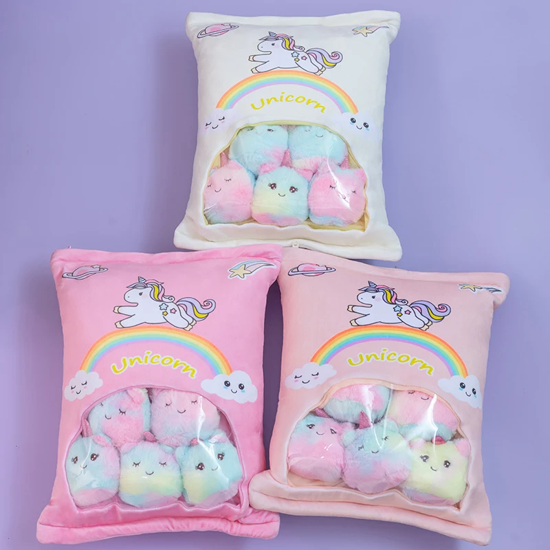 미니 유니콘 봉제 인형 장난감, 창의적인 베개, 레인보우 유니콘 푸딩 간식, 쿠션 어린이 선물, 5 개