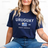 Uruguay Flag Est 1825 South Amerrica Woman Graphic T Shirts Summer Unisex Fashion Casual High Quality Cotton T-shirt Short-sleev