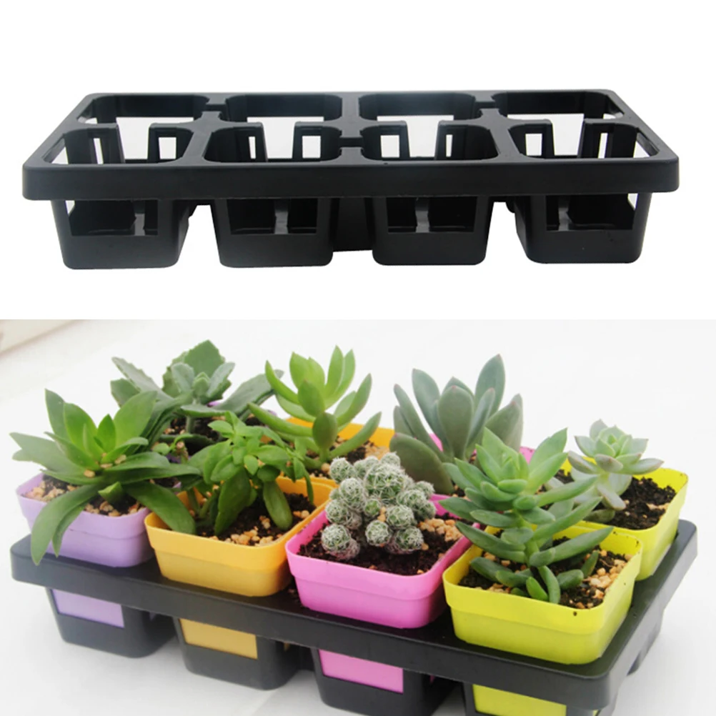 

8 Cells Plastic Flowerpot Grid For Succulents Cacti Bean Sprouts Small Flowers Organizing Planter Tray Office Home Use 8