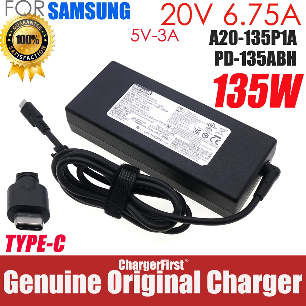 Genuine A20-135P1A A21-135P1A 20V 6.75A 135W Type C AC Adapter PD-135ABH For SAMSUNG Laptop Power Supply Charger A135SP01Q OEM