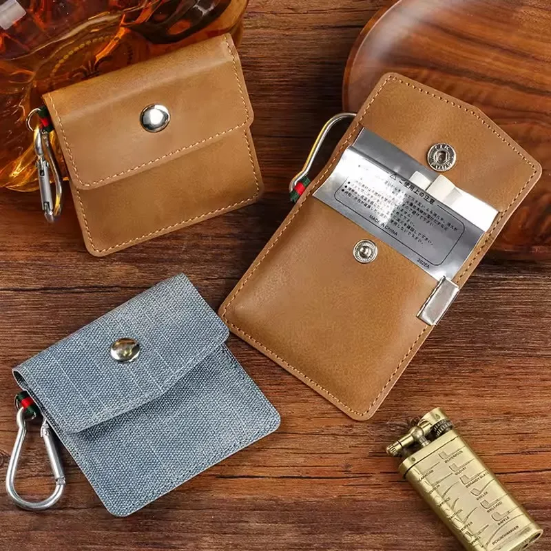 Portable PU Leather Mini Ashtray with Keychain, Pocket Size Smokeless Cigarette Storage Ashtray for On-the-Go Smoking