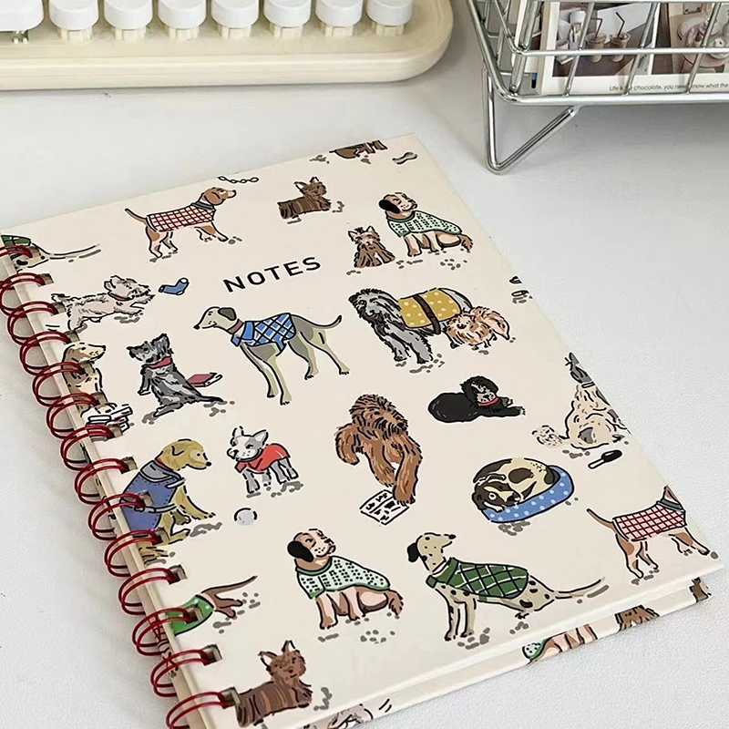 Cartoon Cute Dog Coil Daily Planner Notebook Loose-leaf Diary Notebook Kawaii Student Writing Notepad Office Supplies Gifts