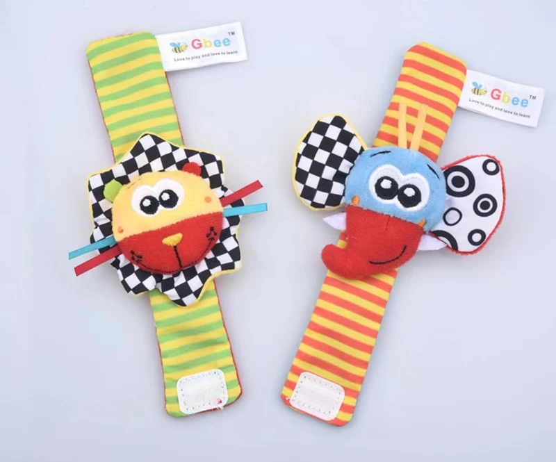 0 12 Months Baby Rattles Toys Animal Socks Wrist Strap Rattle Baby Foot Socks Bug Wrist Strap Toddler Socks Pacifier Toys GIfts