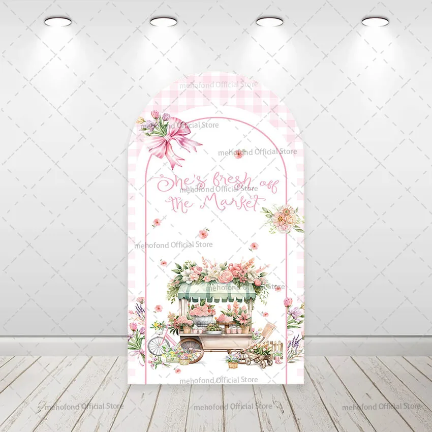 

Mehofond Custom 2-Sided Locally Grown Flower Market Kids Birthday Party Baby Shower Cover Chiara Arch Background Decor Backdrop