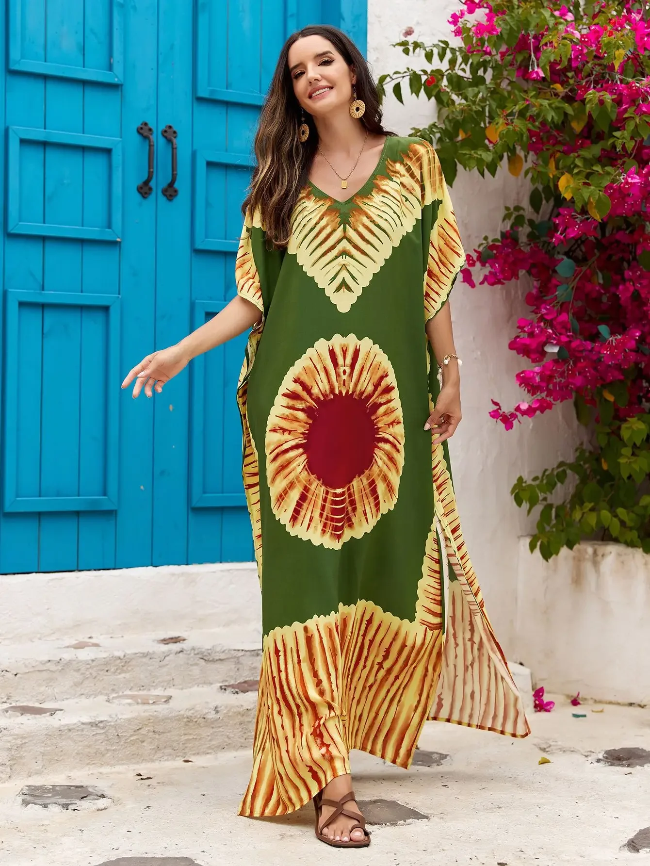 

Женское платье-кафтан, пляжная одежда, Женский костюм для купания 2024, накидка-кафтан, макси пляжные платья, наряды для отпуска