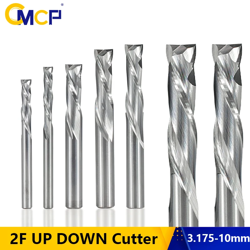 Fresa CMCP 3.175/4/5/6/8/10mm Shank UP DOWN Cutter CNC Router Bit 2 flauto carburo compressione fresa per legno