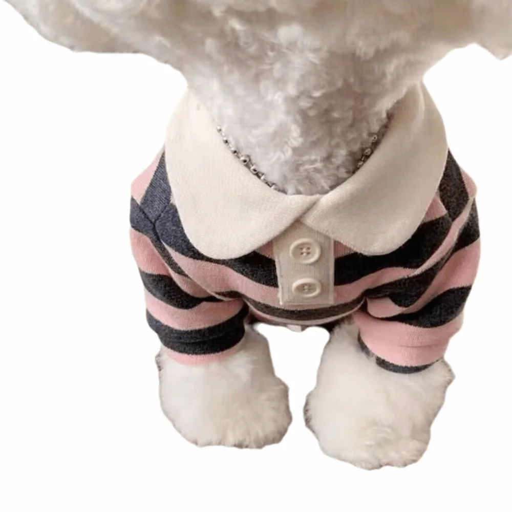 

Collared Style Dog Striped Shirt Breathable Soft Dog Thin Shirt Comfortable Cooling Vest Pet Hoodie Outdoor Activities
