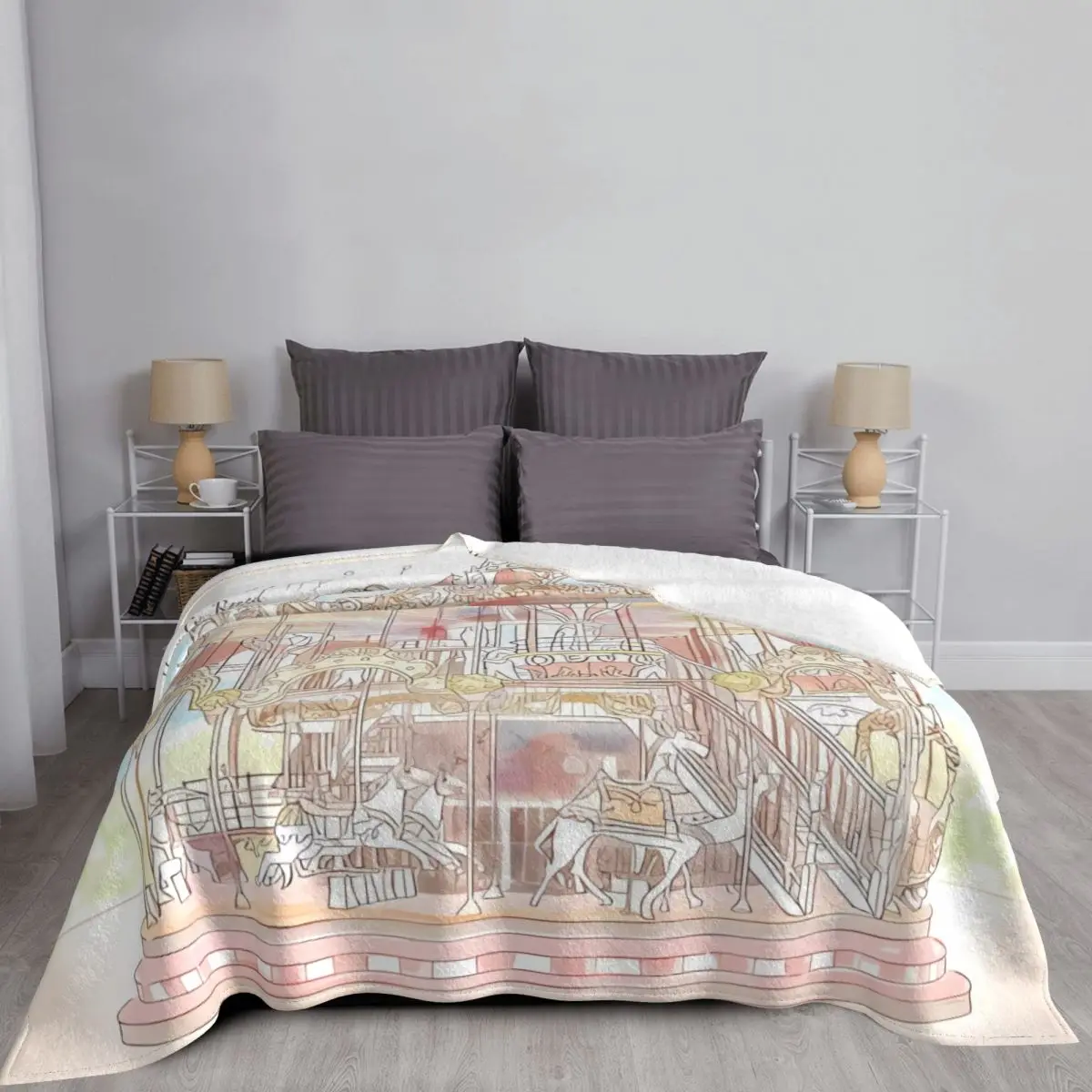 Pastel Circus Carousel Blanket Bedspread On The Bed Quilt Bedspreads For Double Bed Uni For Bed Baby Blanket