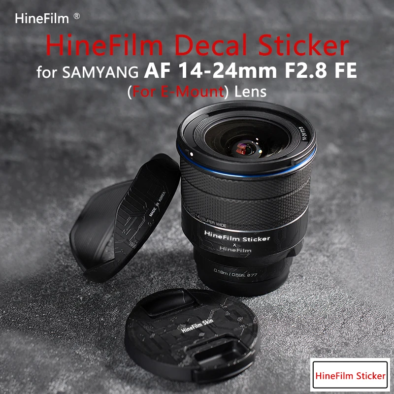 Piel de lente Hinefilm para Samyang AF 14-24mm F2.8 FE pegatina de lente de montaje Samyang 14-24 f2.8 cubierta de envoltura de piel de lente 14 24 cubierta envolvente