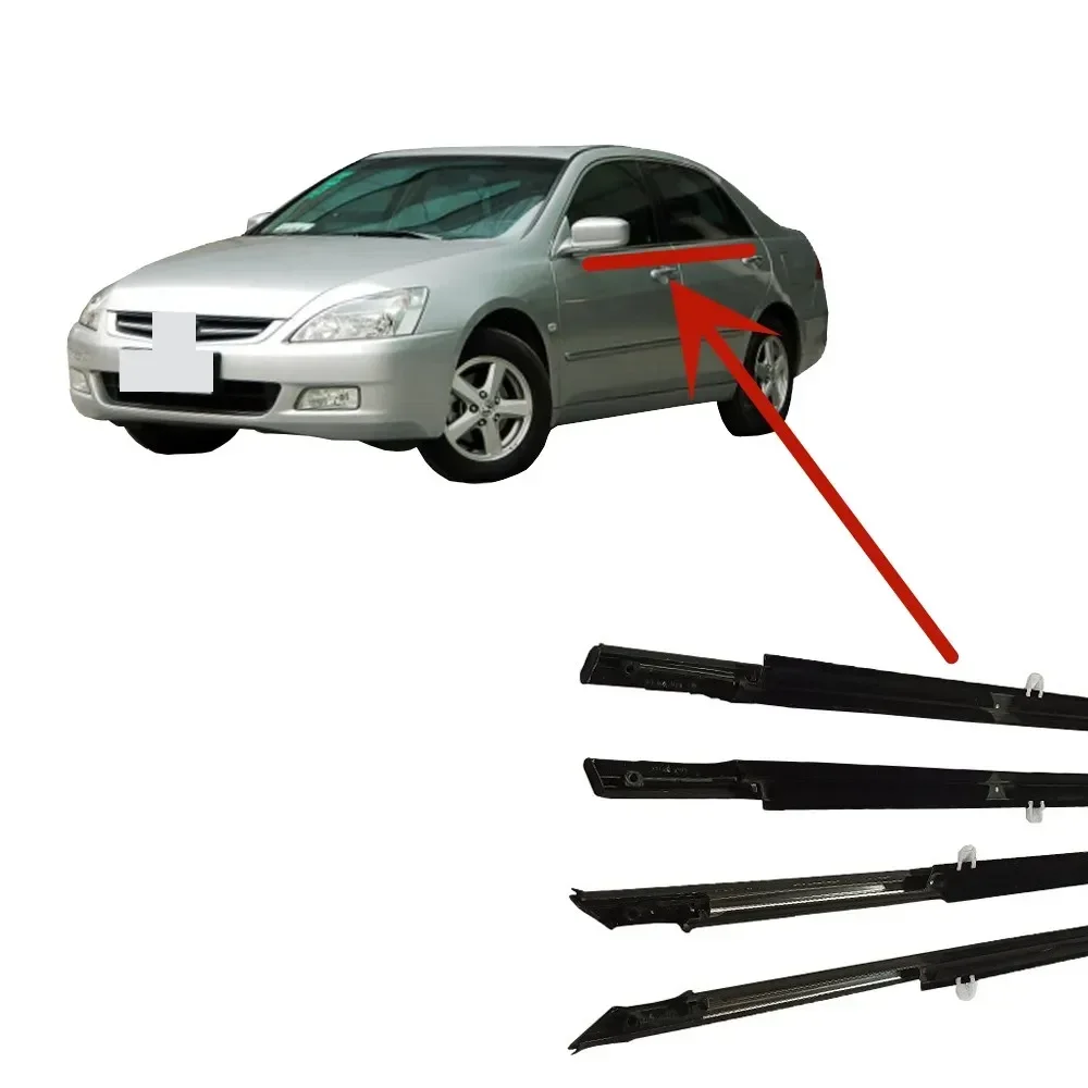 

4 Pcs Chrome Windows Rubber Outside Shell for Honda Accord 2003-2007 Glass Protector Weatherstrip Outer 72450-SDA-A01SY
