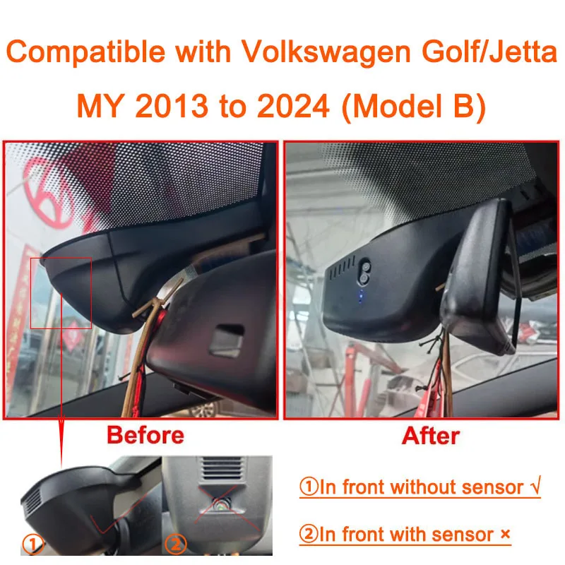 GRECOREAL 4K Dash Cam Voor en Achter 2160P WiFi Dubbele Camera Dashcam Compatibel met Volkswagen Golf 8 Mk8 Golf 7 Mk7 Jetta Vw - afbeelding 1