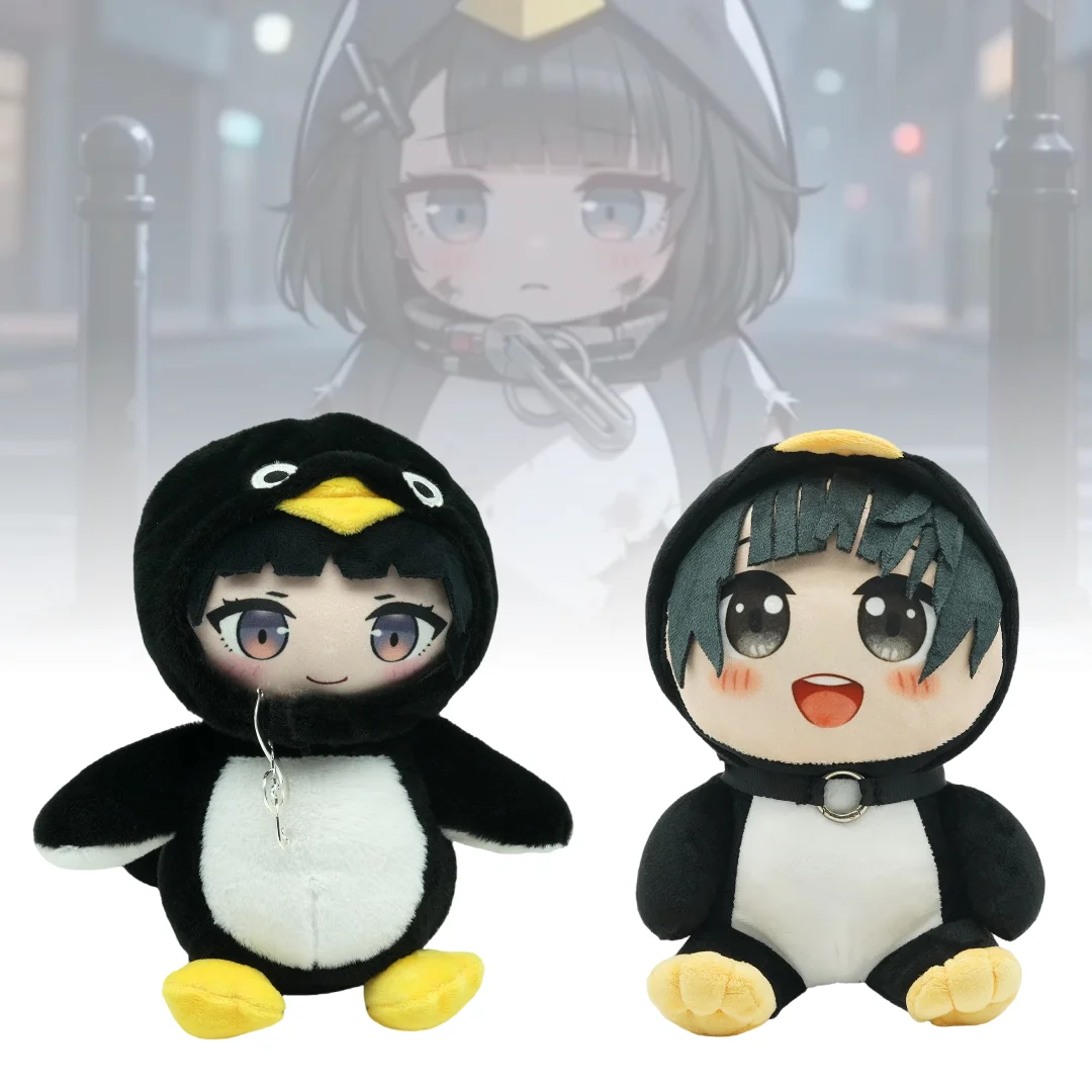 

22CM Adorable Penguin Hooded Plush Doll With Human Face Cartoon Style Soft Toy For Children Room Decoration Birthday Present